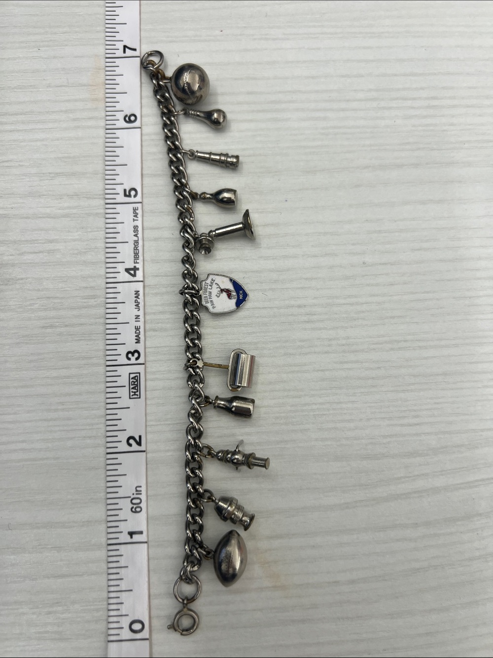 Silver-Tone Travel Charm Bracelet with Enamel Shield Charm - Picture 9 of 13
